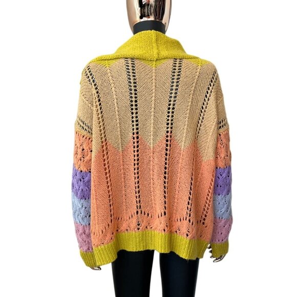 Storia Pastel Colorblock Knit Cardigan NWOT Size Small Single Button - Picture 2 of 8